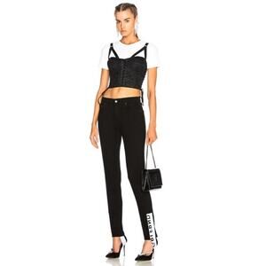 GRLFRND Denim Women's 27 Belluci Logo Spell Out Stirrup Jeans Black